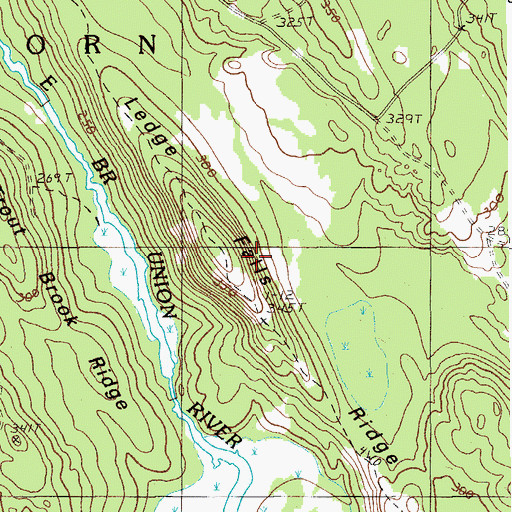 Topographic Map of Ledge Falls Ridge, ME