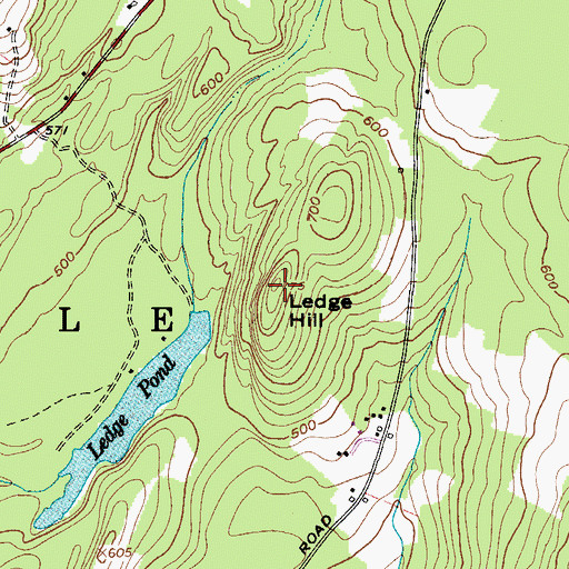 Topographic Map of Ledge Hill, ME