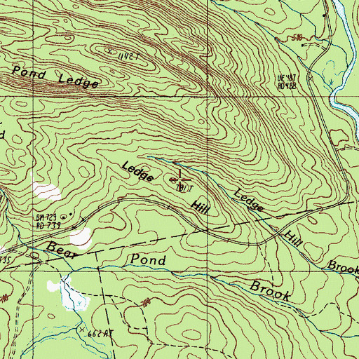 Topographic Map of Ledge Hill, ME