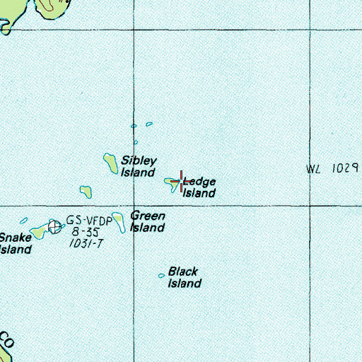 Topographic Map of Ledge Island, ME