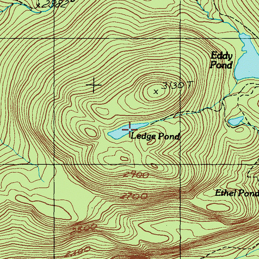 Topographic Map of Ledge Pond, ME