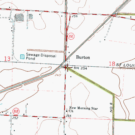 Topographic Map of Burton, AR