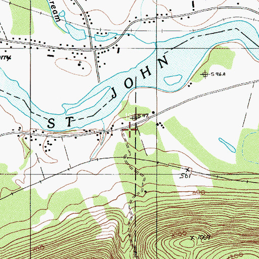 Topographic Map of Ledges, ME