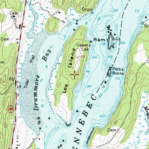 Topographic Map of Lee Island, ME
