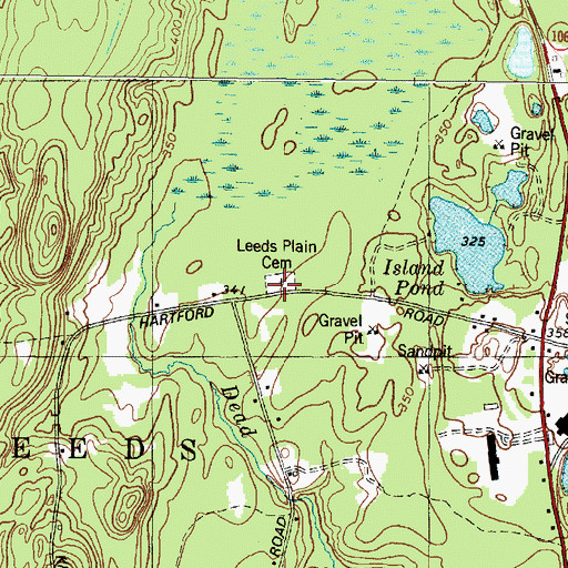 Topographic Map of Leeds Plain Cemetery, ME