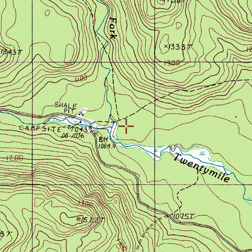 Topographic Map of Left Fork Twentymile Brook, ME