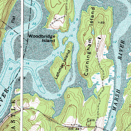 Topographic Map of Lehman Island, ME