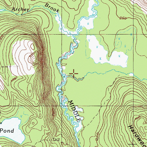 Topographic Map of Leighton Brook, ME