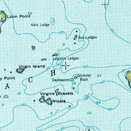 Topographic Map of Leighton Ledges, ME