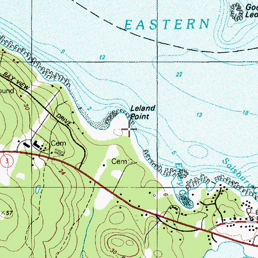 Topographic Map of Leland Point, ME