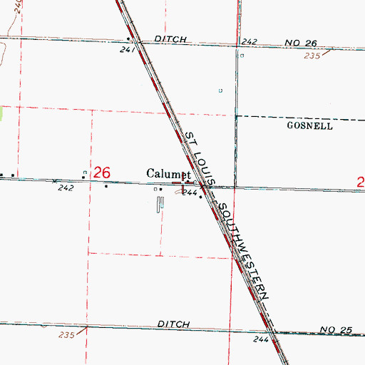 Topographic Map of Calumet, AR