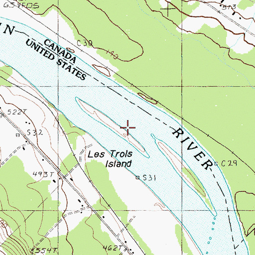 Topographic Map of Les Trois Island, ME