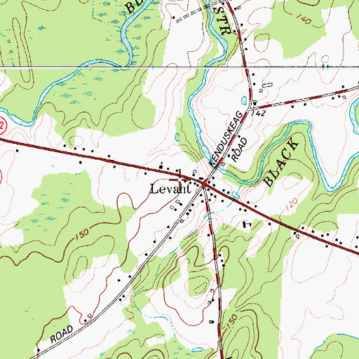 Topographic Map of Levant, ME