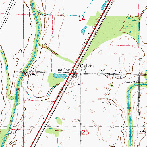 Topographic Map of Calvin, AR