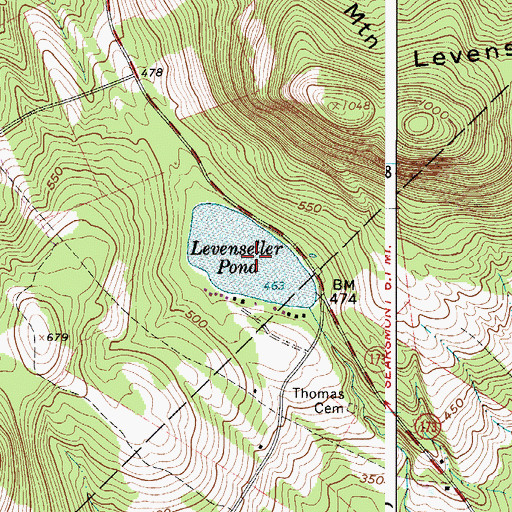 Topographic Map of Levenseller Pond, ME