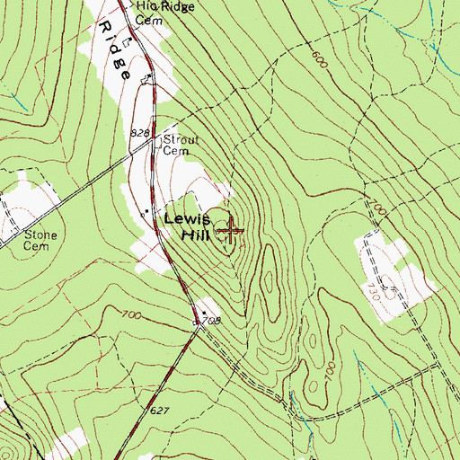 Topographic Map of Lewis Hill, ME