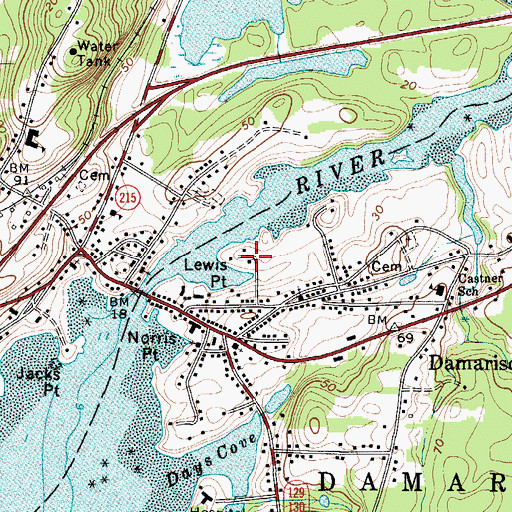 Topographic Map of Lewis Point, ME