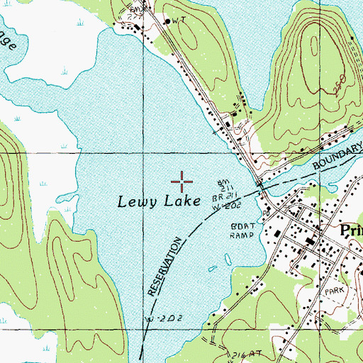Topographic Map of Lewy Lake, ME