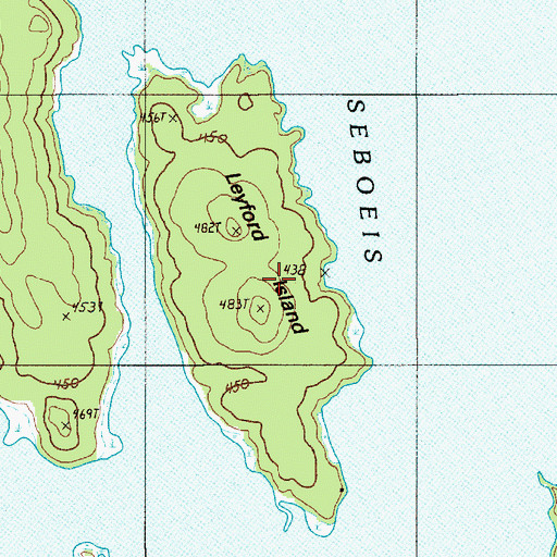 Topographic Map of Leyford Island, ME