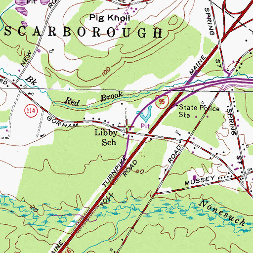 Topographic Map of Libby School, ME