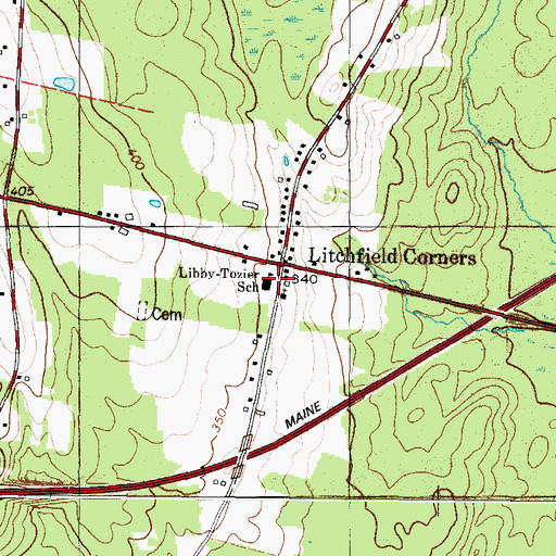 Topographic Map of Libby Tozier School, ME