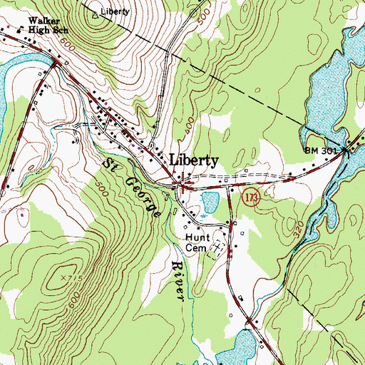 Topographic Map of Liberty, ME