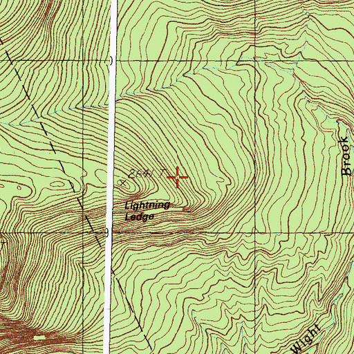 Topographic Map of Lightning Ledge, ME