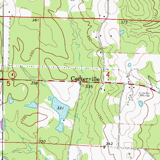 Topographic Map of Centerville, AR