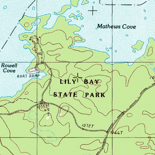 Topographic Map of Lily Bay State Park, ME
