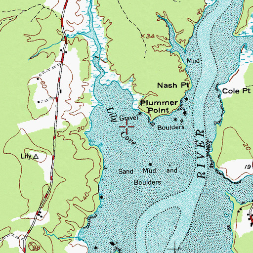Topographic Map of Lily Cove, ME