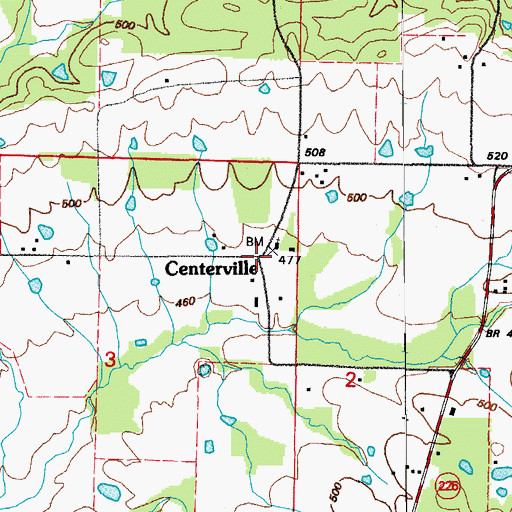 Topographic Map of Centerville, AR