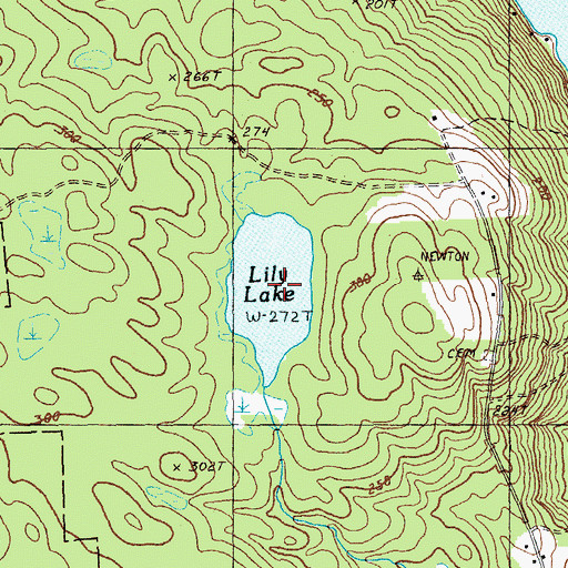 Topographic Map of Lily Lake, ME