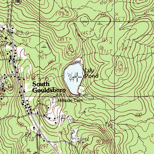 Topographic Map of Lily Pond, ME