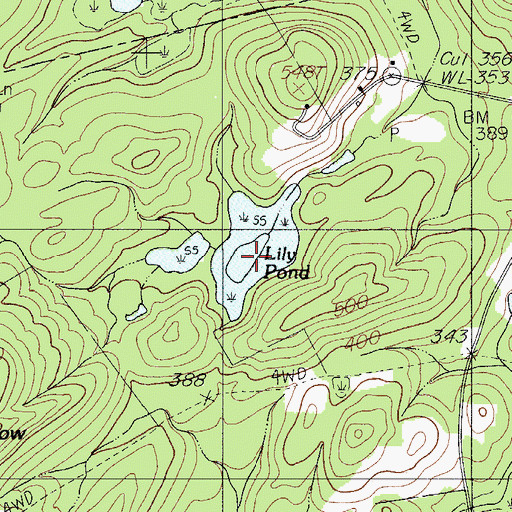Topographic Map of Lily Pond, ME
