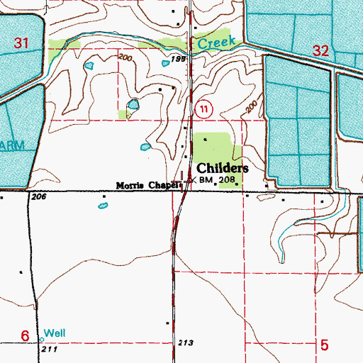 Topographic Map of Childers, AR
