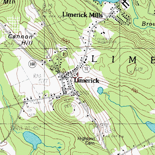 Topographic Map of Limerick, ME