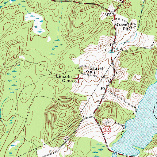Topographic Map of Lincoln Cemetery, ME
