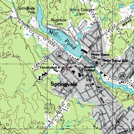 Topographic Map of Lincoln School, ME