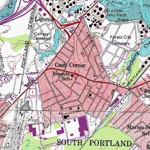 Topographic Map of Greater Portland Christian School, ME