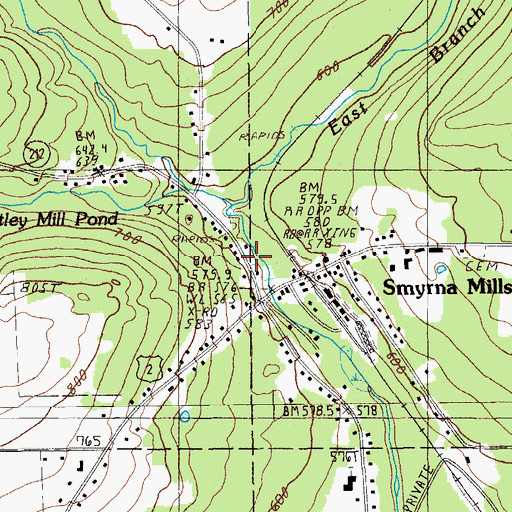 Topographic Map of Lincoln School, ME