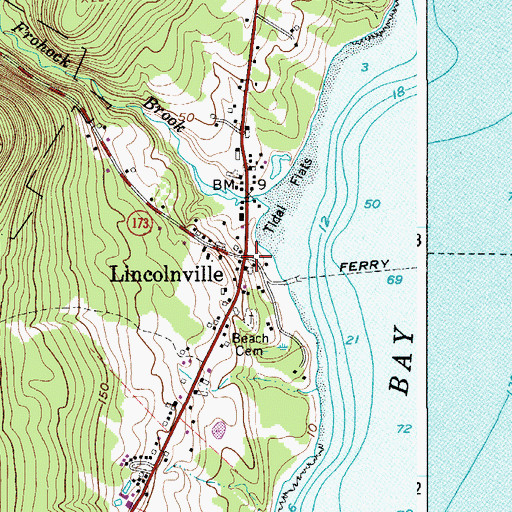 Topographic Map of Lincolnville, ME