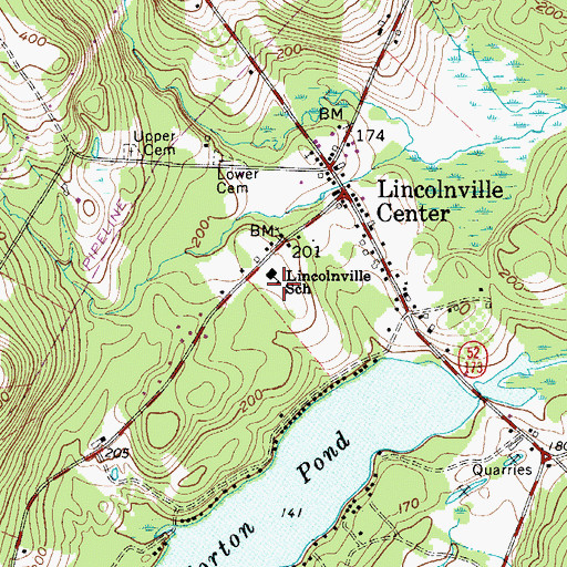 Topographic Map of Lincolnville Central School, ME