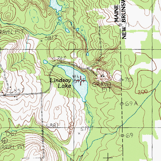 Topographic Map of Lindsay Lake, ME