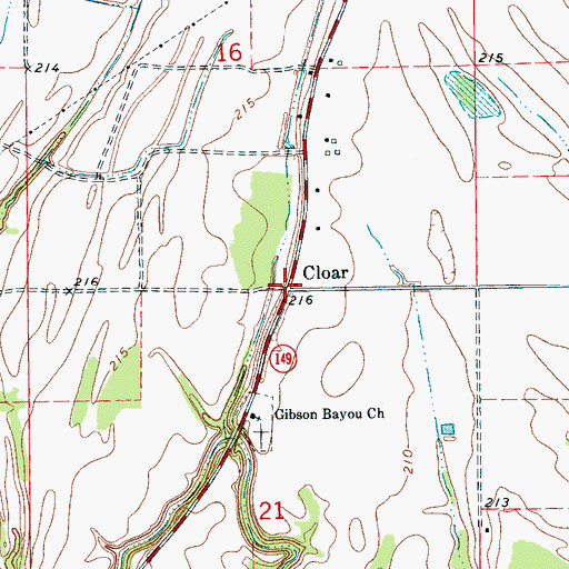 Topographic Map of Cloar, AR