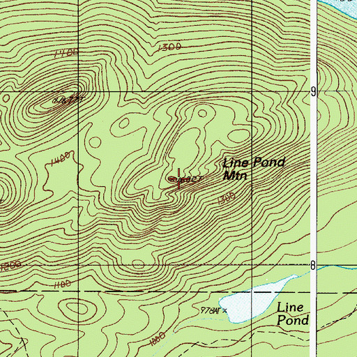 Topographic Map of Line Pond Mountain, ME