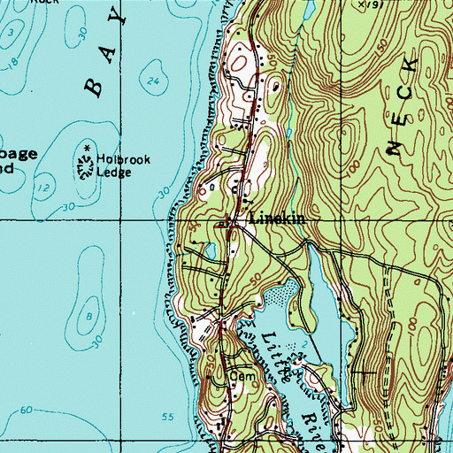 Topographic Map of Linekin, ME