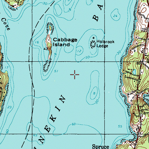 Topographic Map of Linekin Bay, ME