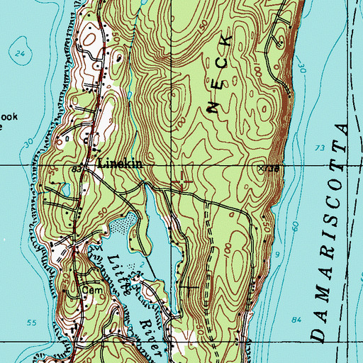 Topographic Map of Linekin Neck, ME