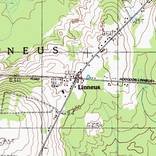 Topographic Map of Linneus, ME