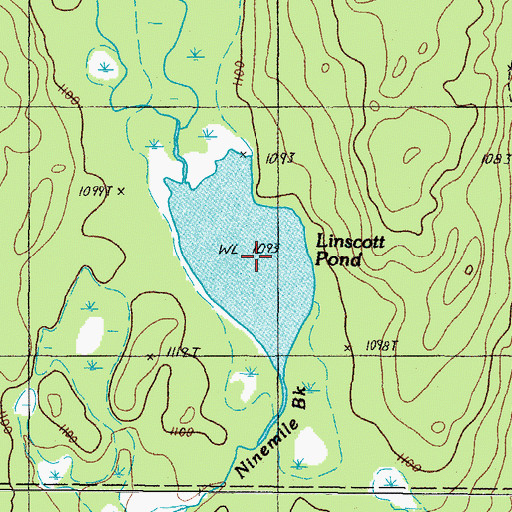 Topographic Map of Linscott Pond, ME